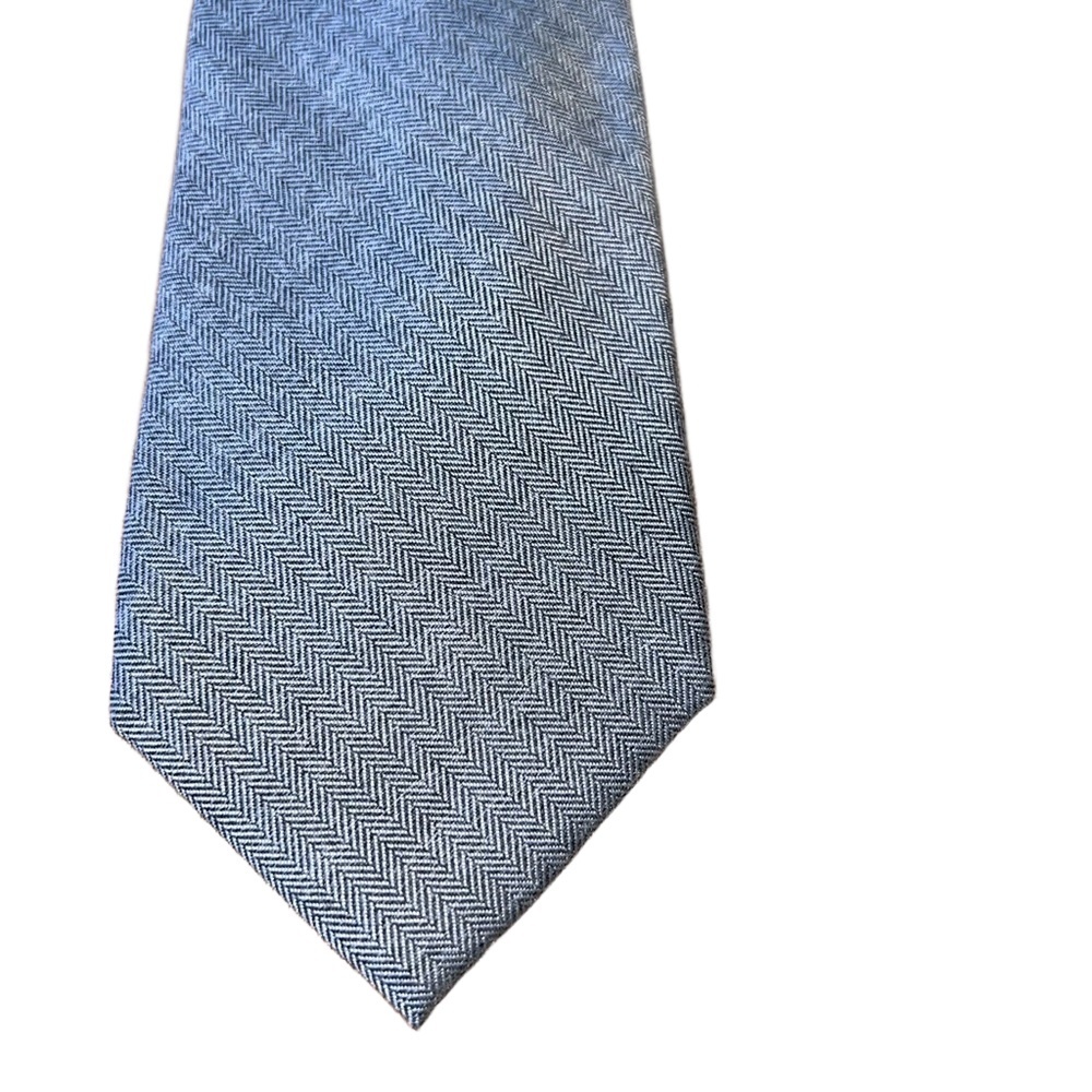Rooster Mens Light Gray Textured Herringbone Formal Semi-Formal Slim Necktie